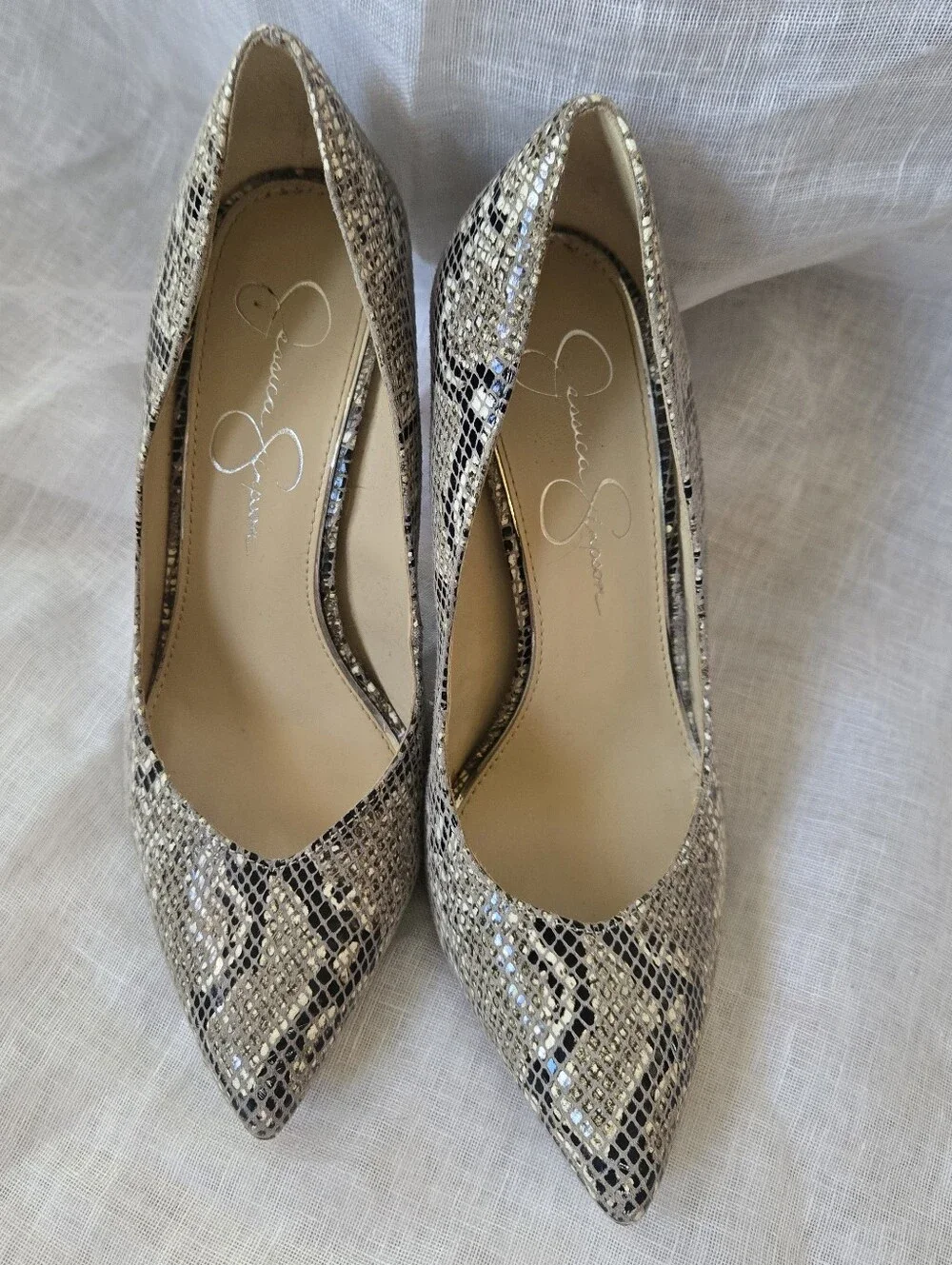 Jessica Simpson Snake-Print Pointed Toe Pumps - Sz 8.5